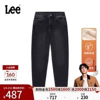 Lee【张凌赫代言】商场同款413高腰小直脚羊毛保暖黑灰色女牛仔裤 黑灰色 24