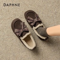 达芙妮加绒保暖毛毛鞋女2025新款冬季爆款复古百搭单鞋外穿一脚蹬 咖色 37