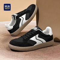 海澜之家（HLA）德训鞋男休闲板鞋撞色拼接鞋子时尚通勤男鞋 黑色 40