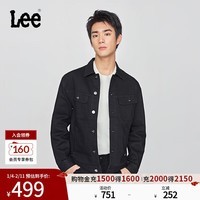 Lee25秋冬新品舒适版翻领小Logo织标黑色男牛仔夹克外套休闲潮 黑色 M