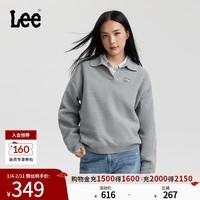 Lee25秋冬新品舒适版翻领套头肌理感针织小刺绣Logo灰色女毛衣潮 灰色 XS