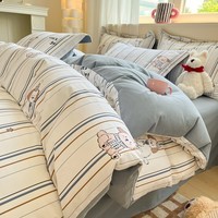 AIDLIA类100%全棉磨毛四件套印花单双人四件套 A趣味小狗 1.5/1.8m床 床单款 被套200*230cm