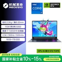 机械革命极光 X潮玩版 酷睿i7HX 游戏本笔记本电脑(i7-14650HX 16G 1T RTX5060 300Hz 灰)