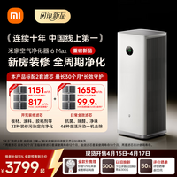 米家小米空气净化器 6 Max 除甲醛净化器新房装修开荒神器全周期净化 母婴认证大空间净化强效除醛除味