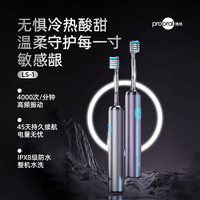 博皓（prooral）情侣电动牙刷扫振成人自动牙刷日常家用智能电动牙刷便携正畸软毛刷头 铝合金磁吸充电 男女士专用 银色| 高频振动| 软胶刷头