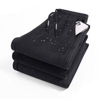 皮尔卡丹秋冬季加绒休闲裤青年保暖新款纯色男士防风裤长裤男装 黑色 【直筒】 XL