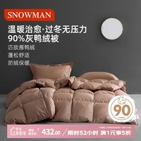 斯诺曼抑菌防钻绒90%鸭绒被羽绒被芯酒店保暖冬被子150*210cm充650g卡其