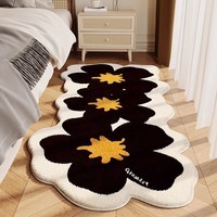 KAYE异型仿羊绒地毯少女儿童房间卧室床边毯不规则长条衣帽间飘窗毯子 FYR-异形花朵 E款 50X140cm