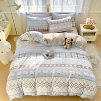 多兰诗（Duolanshi）小清新植物羊绒四件套 ins卡通田园花卉床上用品套件S 米洛甜心 1.2米 床单款 被套150*200 三件套