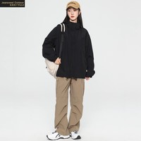 真维斯户外运动情侣款冲锋衣男春秋季夹克男外套女防水风衣户外钓鱼四季装 黑色 XL