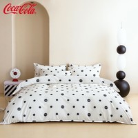 可口可乐四件套亲肤磨毛床上用品单双人宿舍床单被套套件 非纯棉 小波点黑 1.5/1.8床四件套 床单款 被套200*230cm