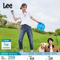 Lee【张凌赫代言】411舒适高腰小直脚中深蓝色水洗女牛仔裤A5662 中深蓝(25裤长) 25 (100-105斤可选)