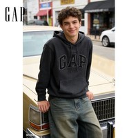 盖璞男女装春季款贴布绣logo连帽衫卫衣经典上衣美版868453 炭灰色 868453 M 美码 L亚洲码180/96A