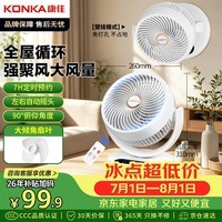 康佳(KONKA)空气循环扇家用风扇遥控办公室台式桌面电风扇厨房换气扇摇头壁挂电扇交流定频小风扇KXHS-1511E-P