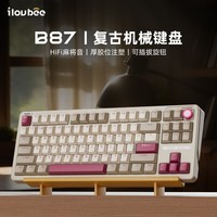 ILOVBEE B87胶坨坨麻将音金属旋钮机械键盘2.4G无线蓝牙有线三模游戏办公客制化侧刻87键RGB热插拔gasket 蜂焰-剑兰轴【45%推荐】