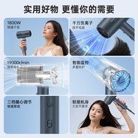 康夫电吹风机家用大功率冷热风速干负离子护发吹风筒电风吹 KF-3165 1800W 藏蓝色
