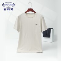 安莉芳商场同款夏季纯棉短袖圆领睡衣睡裤男士家居服套装 浅灰色LGY XL