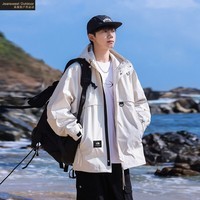 真维斯户外运动冲锋衣外套男秋季新款防风保暖登山服情侣款上衣 浅卡其 2XL