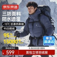 京东京造三防鹅绒服羽绒服男款工装面包服男士外套新衣送礼 连帽层云蓝L