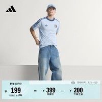 adidas意大利队复古足球休闲文化修身短袖T恤男装阿迪达斯三叶草   航空蓝   XL