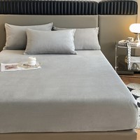 高克重牛奶绒纯色单床笠秋冬保暖加厚绒绒垫子保护套 绒床笠石英灰LD 150x200cm单床笠