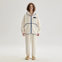 Teenie Weenie小熊睡衣女款秋冬季长袖立领新款加绒加厚保暖家居服 米白 S