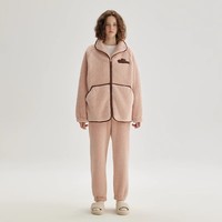 Teenie Weenie小熊睡衣女款秋冬季长袖立领新款加绒加厚保暖家居服 粉色 L