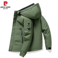皮尔卡丹（pierre cardin）棉衣外套男士2025冬季新款休闲百搭纯色连帽情侣棉服上衣男 绿色 L 【棉衣】