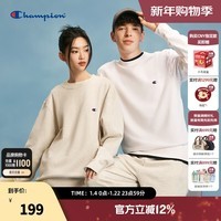 Champion冠军卫衣2024春季新款刺绣男圆领纯色上衣休闲简约校园女 米白色 M