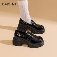 DAPHNE达芙妮官方厚底乐福鞋女2025秋季新款黑色小皮鞋配jk时尚百搭单鞋女ZJ 黑色 40