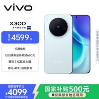vivo X300 12GB+256GB 自在蓝 蔡司2亿超级主摄 蔡司APO超级长焦 5年持久流畅OriginOS 6 拍照 AI手机
