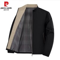 皮尔卡丹（pierre cardin）夹克外套男士2025秋季款商务休闲百搭立领上衣爸爸装 黑色 L