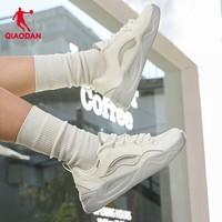 乔丹（QIAODAN）云帆|女鞋板鞋新款增高学生休闲鞋潮流缓震运动鞋 象牙色/云雾灰 37