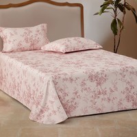 水星家纺床单单件 长绒棉全棉印花纯棉单双人床单被单单件床品 A类长绒棉床单(香槟粉) 160cm×230cm