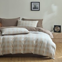 AIDLI床上四件套A类全棉双层纱纯棉新疆棉被套床单被罩双人套件 D苏珊格 1.5/1.8m床 床单款 被套200*230cm