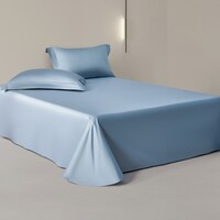 水星家纺床单单件 长绒棉全棉印花纯棉单双人床单被单单件床品 A类长绒棉床单(灰蓝色) 160cm×230cm