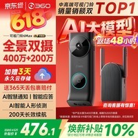 360双摄可视门铃6MAX 400万+200万家用监控智能电子猫眼摄像头红外夜视远程通话包裹快递识别