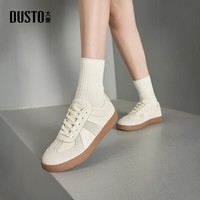 大东德训鞋女鞋2025春季新款时尚休闲拼接平底低跟系带圆头C7561 米灰色 38