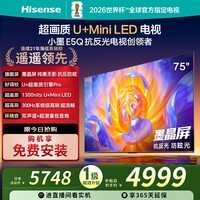 海信电视小墨E5Q 75英寸 抗反光防眩光墨晶屏 U+Mini LED 300Hz高刷 U+超画质引擎Pro  咨询客服更优惠 75英寸 E5Q【包安装】