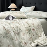 Erwin Rommel纯天然木60支进口莱赛尔夏被四件套 植物木浆纤维床上套件 锦兮 绿-yI 床单款 200*230cm单空调被