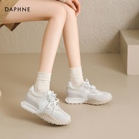 达芙妮芭蕾德训鞋女2026春季新款休闲内增高百搭舒适软底轻便运动阿甘鞋 米白色 36
