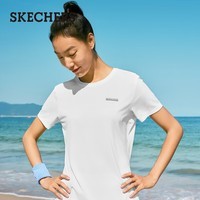 斯凯奇（Skechers）新款简约休闲短袖T恤女款速干吸湿运动上衣打底衫P225W149 亮白色/0019 S