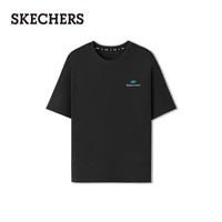 斯凯奇（Skechers）新款男女同款针织短袖T恤衫基础款打底衫L225U117 碳黑/0018 S