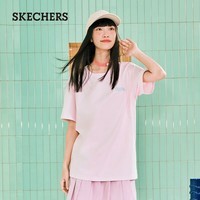 斯凯奇（Skechers）男女同款新品圆领T恤时尚休闲运动吸湿速干短袖L224U080 淡粉红色/03JG L