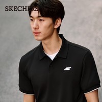 斯凯奇（Skechers）男士针织短袖休闲舒适POLO衫P226M006 碳黑 M