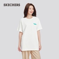 斯凯奇（Skechers）男女同款圆领T恤时尚休闲运动吸湿速干短袖 棉花糖白/0074 L