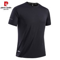 皮尔卡丹冰丝短袖T恤男2025夏季新款透气速干圆领上衣男休闲运动体恤衫 黑色 L