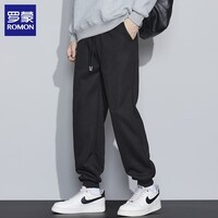 罗蒙（ROMON）休闲卫裤男2025秋冬新款时尚休闲男士束脚粗腿裤运动长裤大码裤子 黑色 XL (建议体重120-140斤)