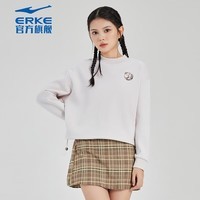 鸿星尔克（ERKE）卫衣男秋冬新款加厚保暖圆领简约运动风女跑步套头连帽外套 静谧卡其 1059 2XL