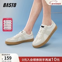 百思图2025夏季新款时尚户外复古运动德训鞋男休闲鞋J2511BM5 米色 40